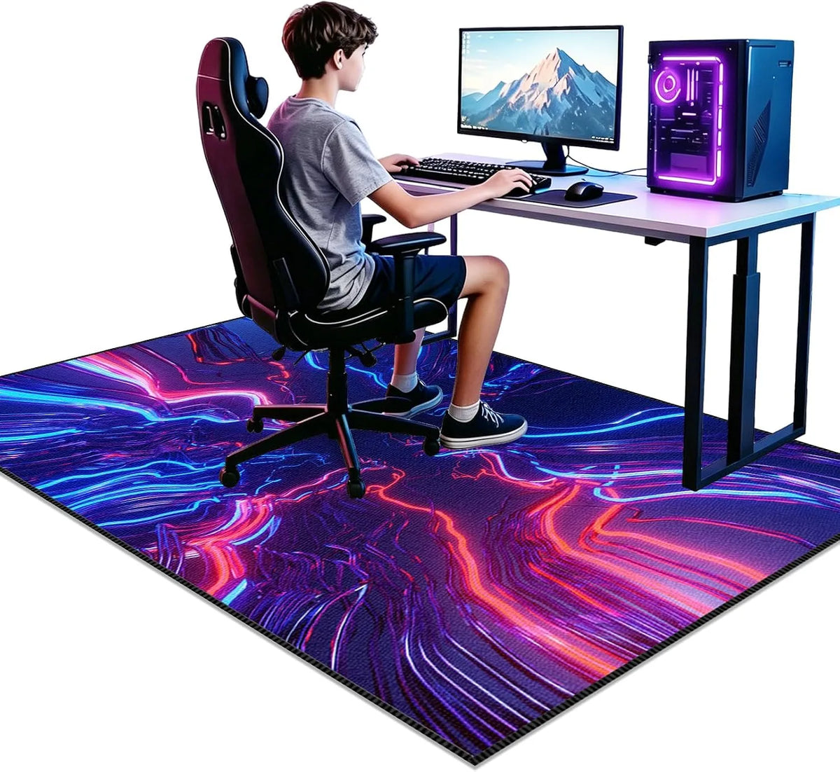 Gaming Area Rug: technologia 3D/4D, gamingowy, 180 × 240cm