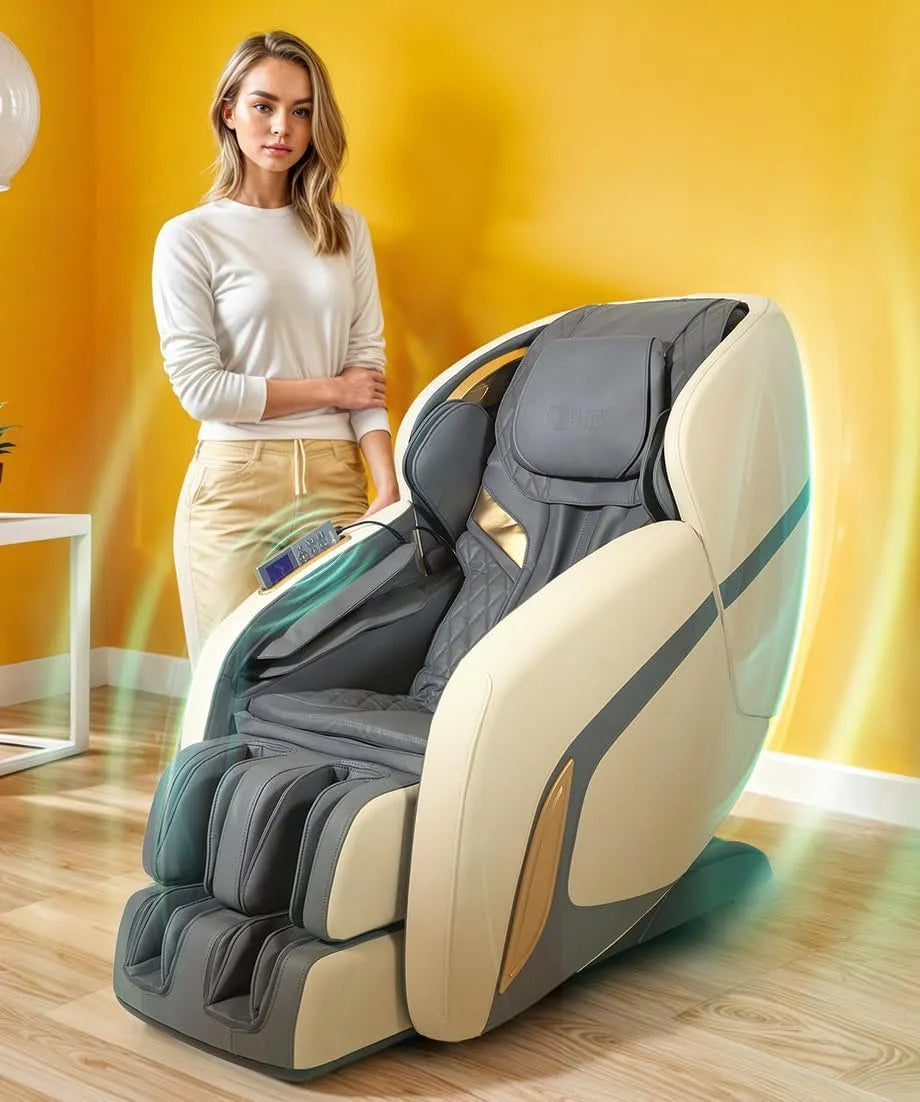 Fotel masujący i fotel relaksacyjny: RELAX, technologia 3D/4D, łączność Bluetooth, 7 programów, szary