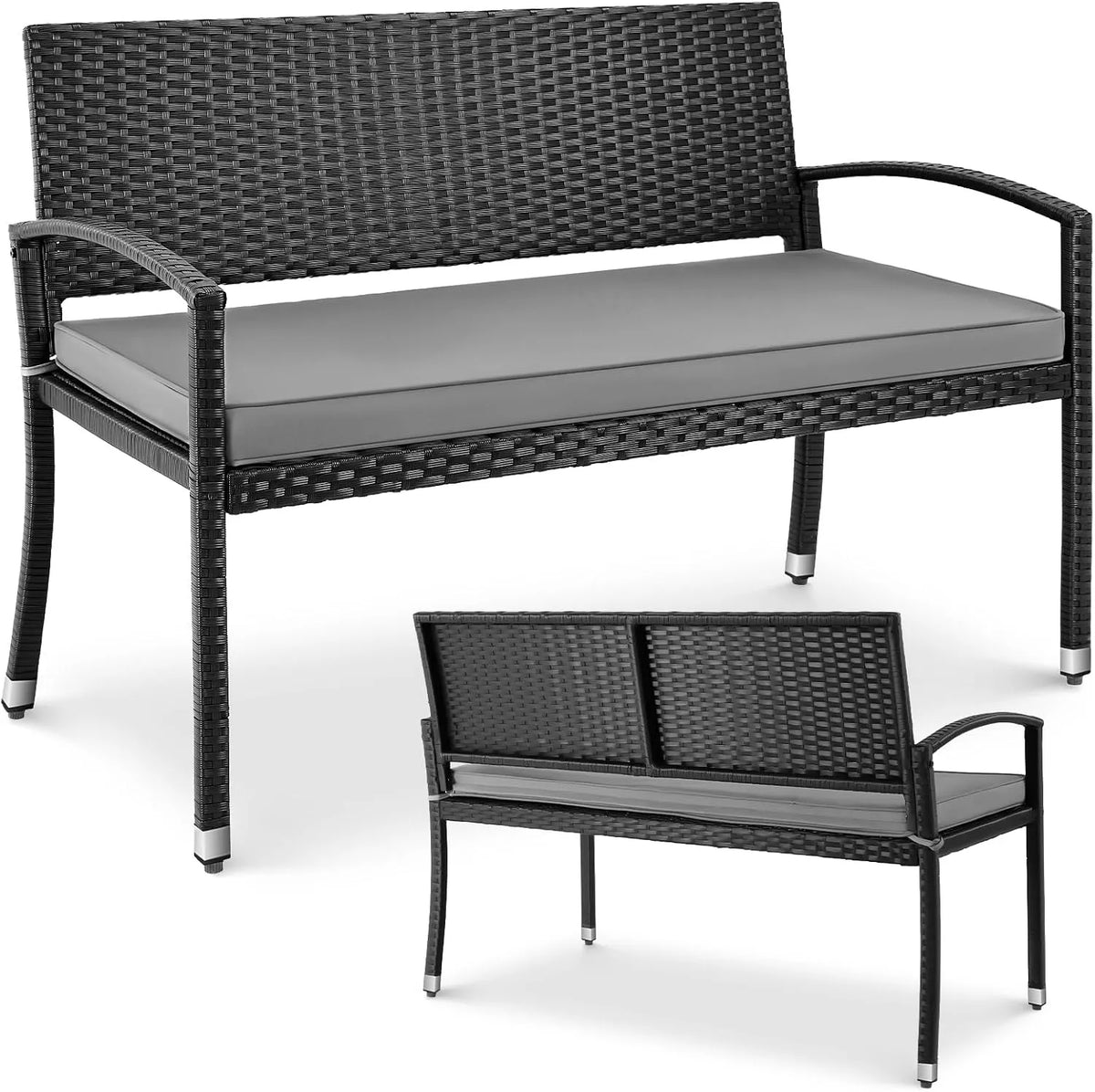 Ławka ogrodowa i ławka tarasowa z poduszką do siedzenia — z poduszkami, z technorattanu, 2-osobowa, 122 × 60, 320 kg