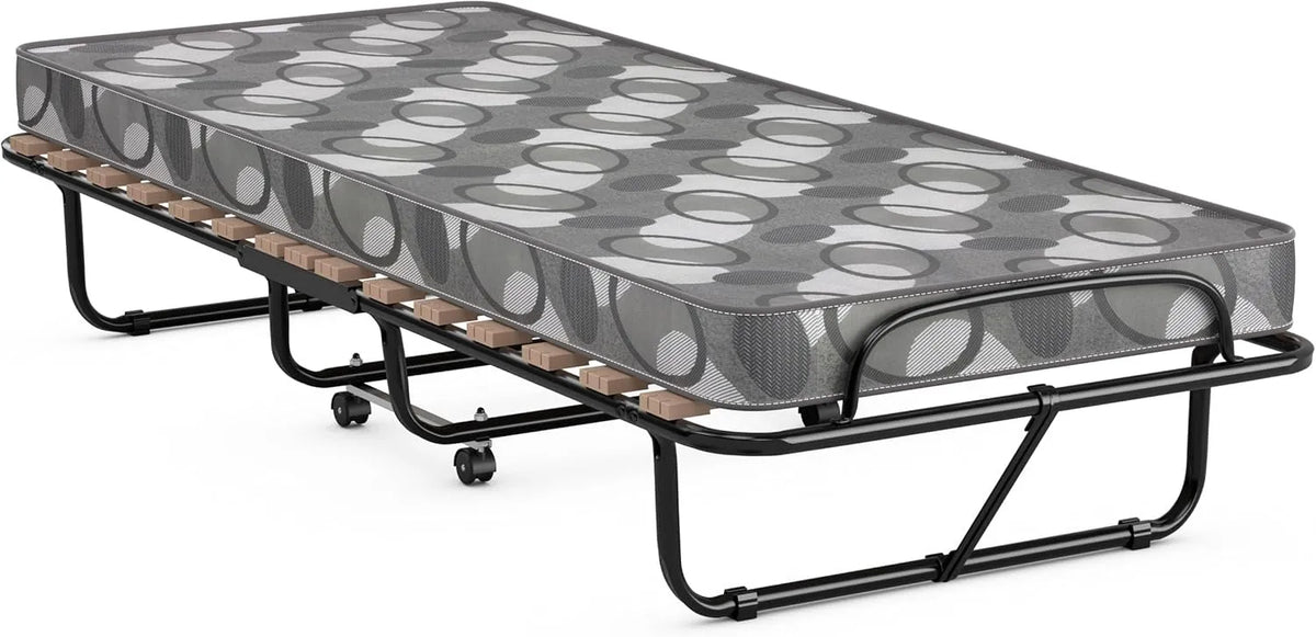 Łóżko dla gości: wypełnienie piankowe, składana konstrukcja, na kółkach, 80 × 190 cm, 130 kg, z metalu