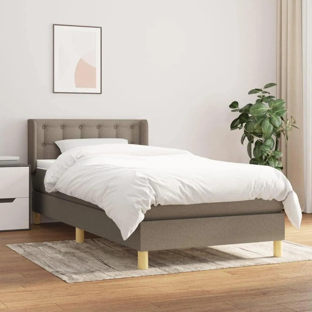 Łóżko kontynentalne z obiciem materiałowym w kolorze taupe 100 x: regulowana konstrukcja, 100 × 200 cm, beżowy, regulowana wysokość