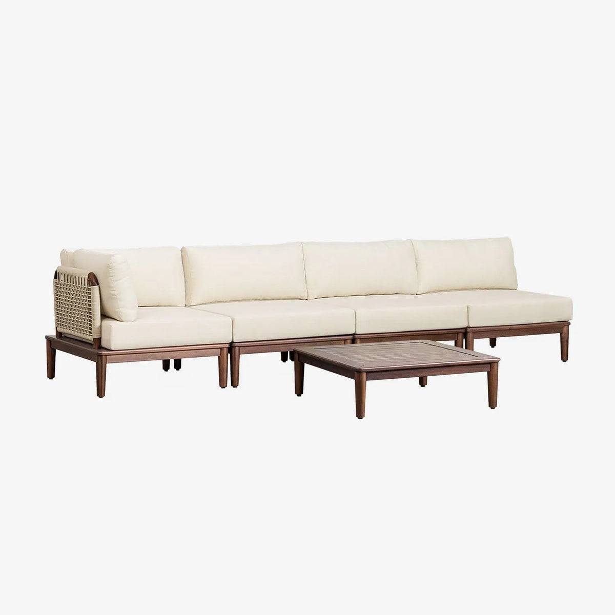 Sofa ogrodowa i sofa wypoczynkowa na taras – modułowa konstrukcja, z drewna