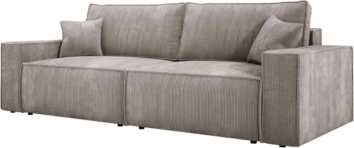 Sofa narożna: ze sztruksu, z funkcją spania, regulowana konstrukcja, 205 × 135 cm