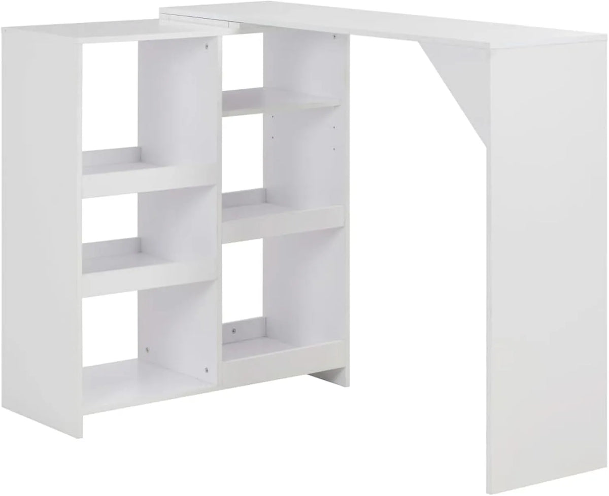 Sofa narożna — z półkami, 138 × 39 × 110 cm, biały, z półkami