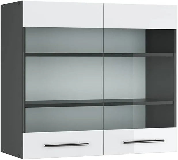 Vicco Szklana szafka kuchenna 'Fame-Line' — 80 cm, biały