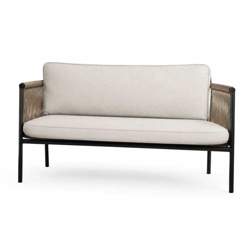 Dwuosobowa sofa ogrodowa aluminiowa z poduszkami beżowymi