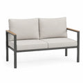 Sofa dwuosobowa metalowa i tkanina beżowa, 130 cm