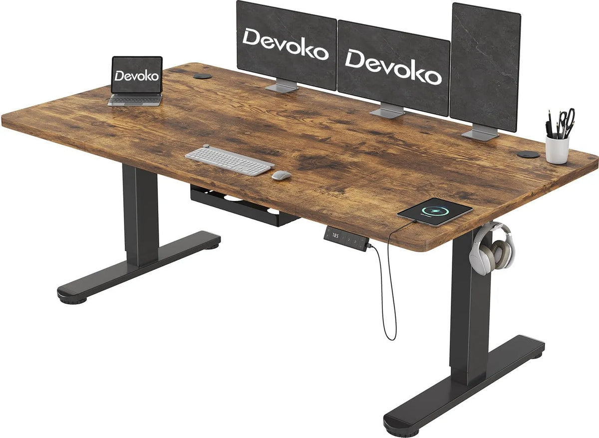 Biurko i stół komputerowy: regulowana konstrukcja, 160 × 80 cm, regulowana wysokość