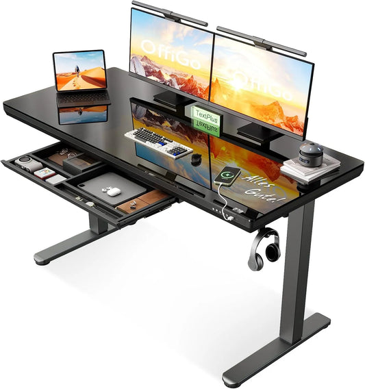 Biurko i stół komputerowy — z szufladami, z portem USB, do użytku domowego, 140 × 60 cm, czarny