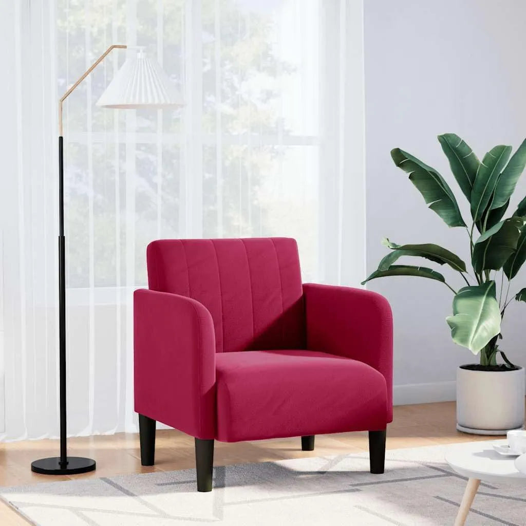 Fotel relaksacyjny i fotel rozkładany wypoczynkowy – z podłokietnikami, tapicerka aksamitna, 68 × 68 × 70 cm, 54 cm, czerwony