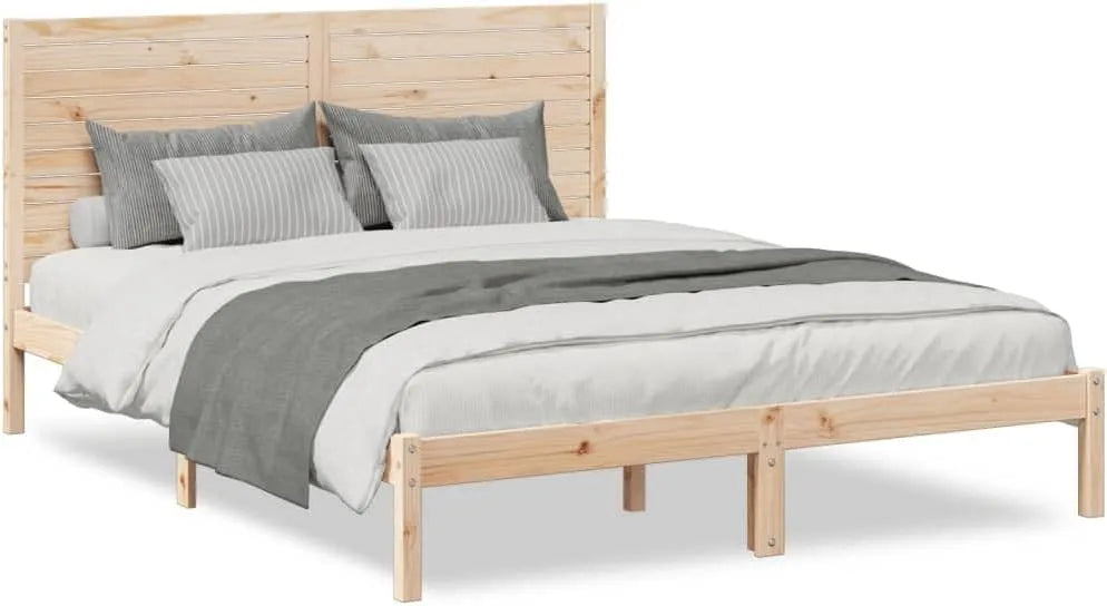 Łóżko tapicerowane i rama łóżka z obiciem: z drewna, 140 × 210 cm, z litego drewna, tapicerka materiałowa