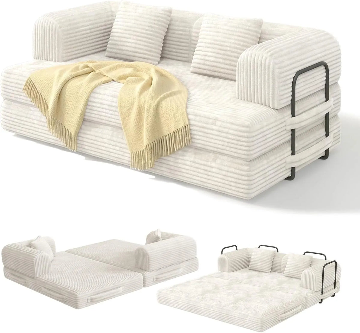 Sofa – składana konstrukcja, 160 × 90 × 61 cm, 160 × 180, 160 cm