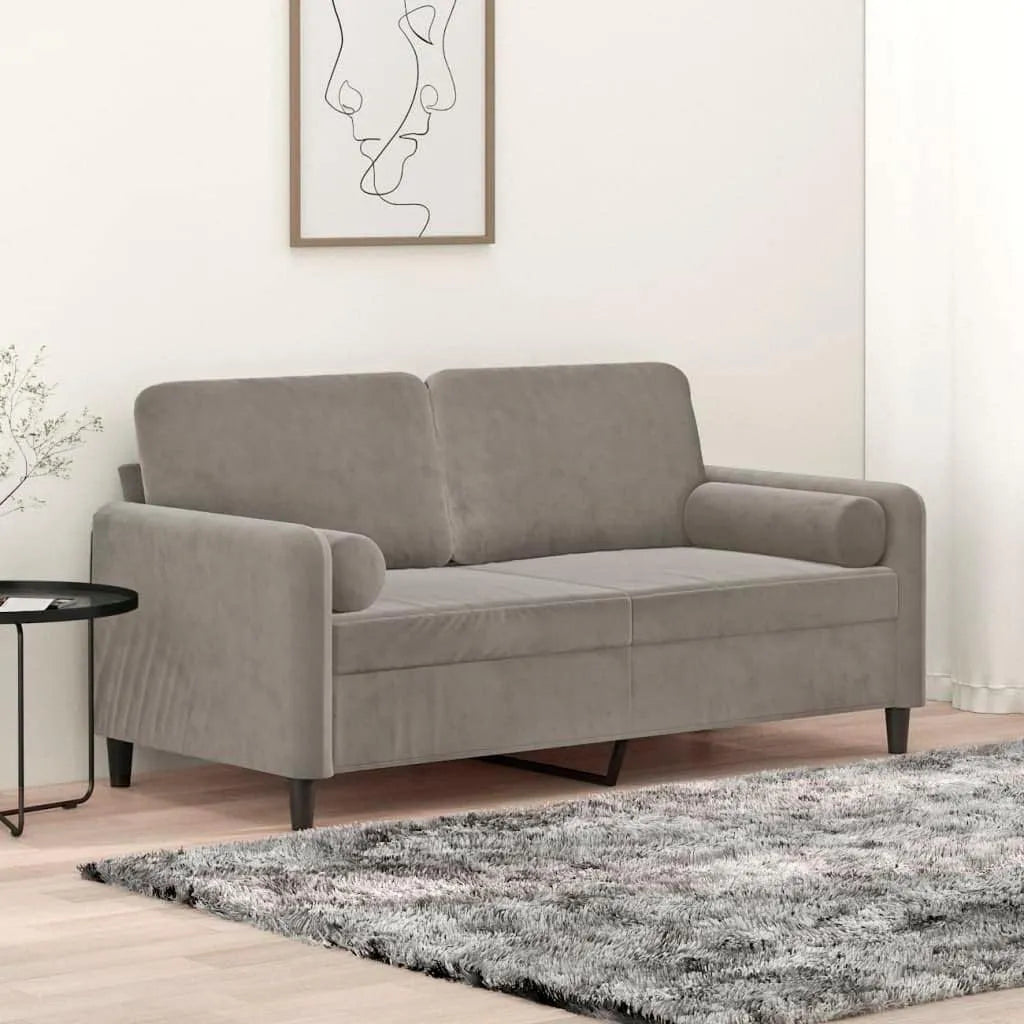 Sofa — z poduszkami, tapicerka aksamitna, 2-osobowa, 140 cm, z metalu