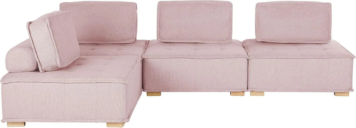 Sofa narożna: modułowa konstrukcja, 4-osobowy, różowy