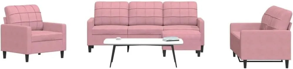 Sofa – z poduszkami, tapicerka aksamitna, różowy, z metalu