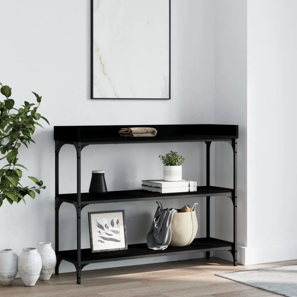 Stolik kawowy i ława do salonu – z drewna, regulowana konstrukcja, 100 × 30 × 80 cm, czarny, z metalu