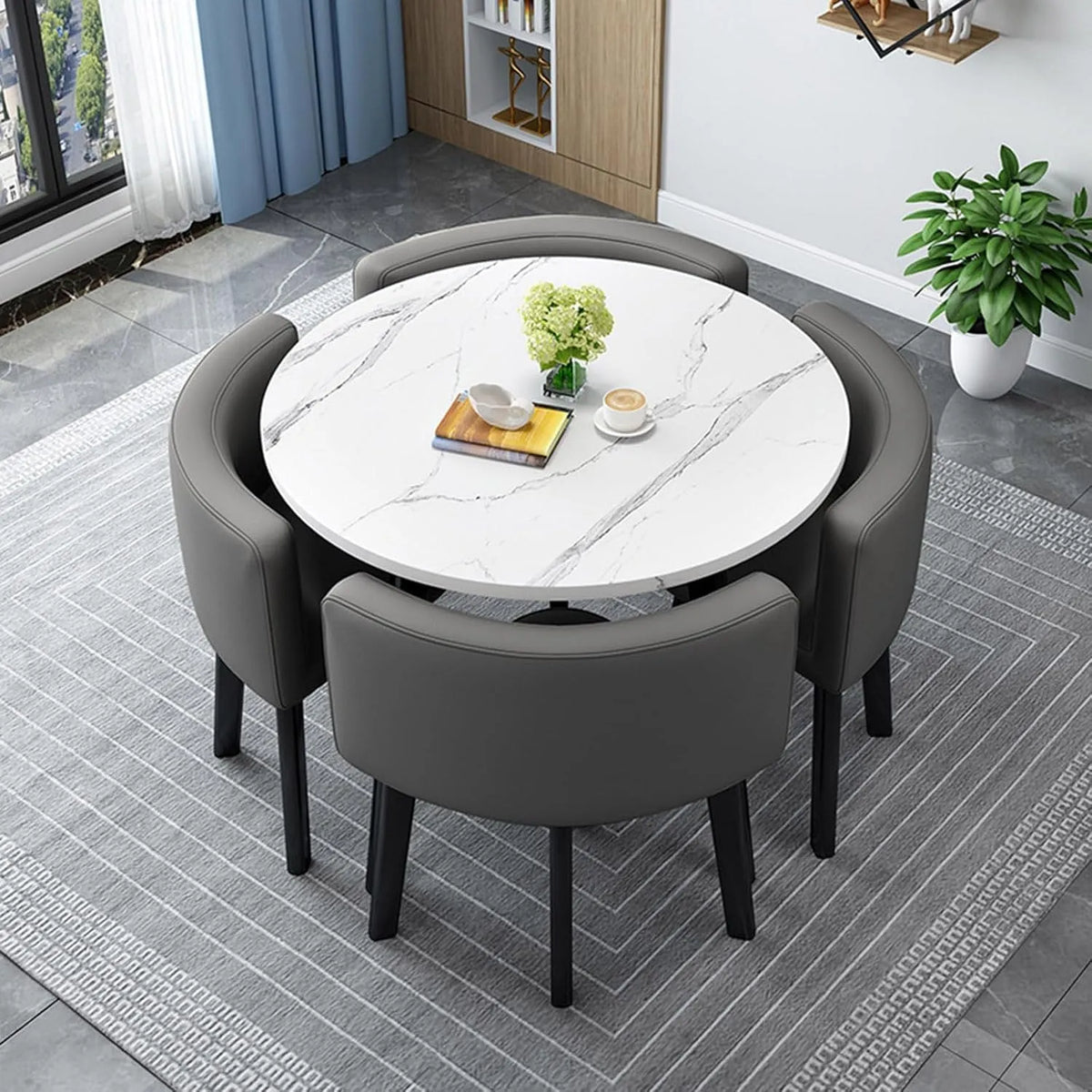 Nowoczesny zestaw stołów do jadalni z 4 krzesłami – 70 × 75 cm, 27, 5 × 29, 5