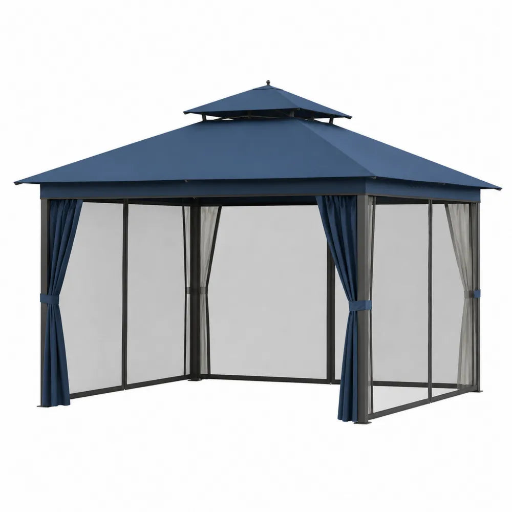 Pawilon metalowy z poliestrowym dachem niebieski 300x300x270 cm