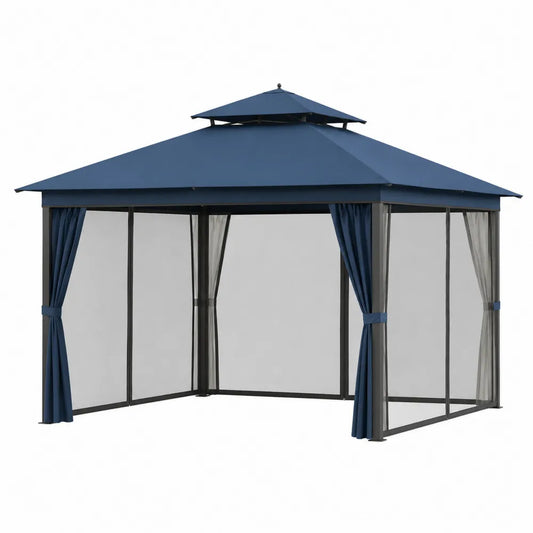 Pawilon metalowy z poliestrowym dachem niebieski 300x300x270 cm