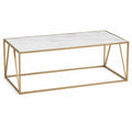 Stolik kawowy marmur szkło stal złoty 120x60x45 cm