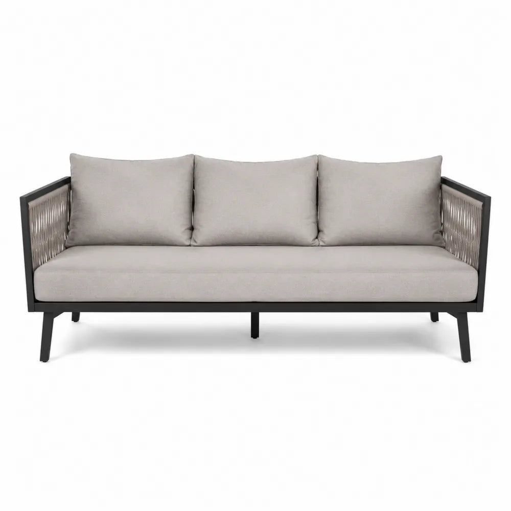 Sofa ogrodowa z tkaniny poliestrowej i stali, 200 cm