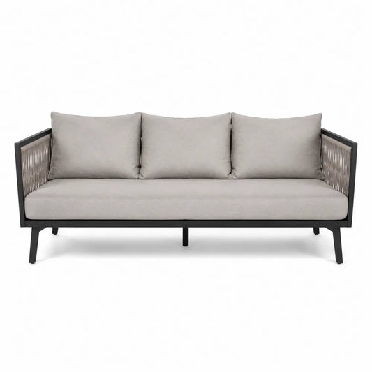 Sofa ogrodowa z tkaniny poliestrowej i stali, 200 cm