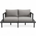 Aluminiowa dwuosobowa sofa z poduszkami z tkaniny szarej 130 cm