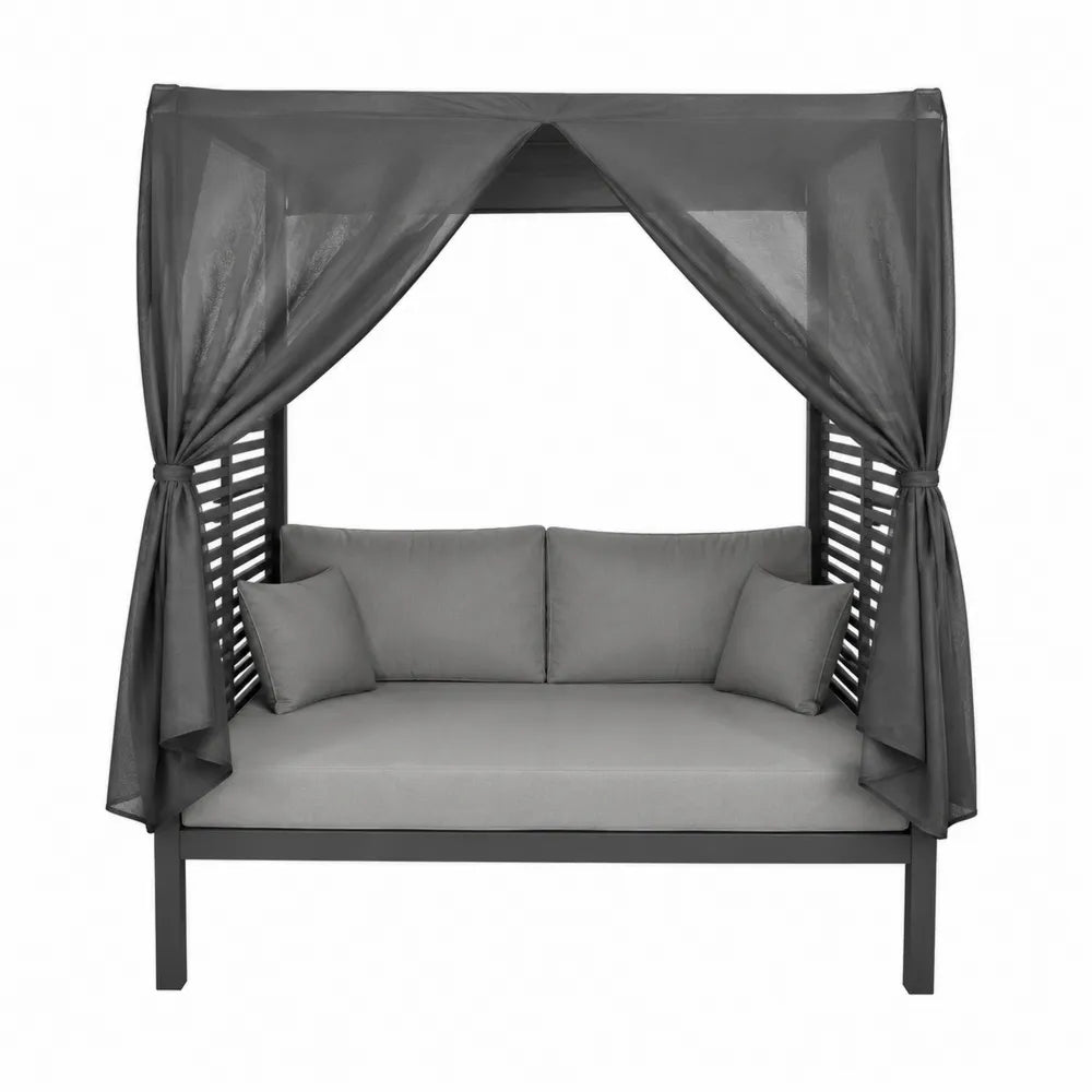 Aluminiowa sofa ogrodowa z baldachimem, antracytowa