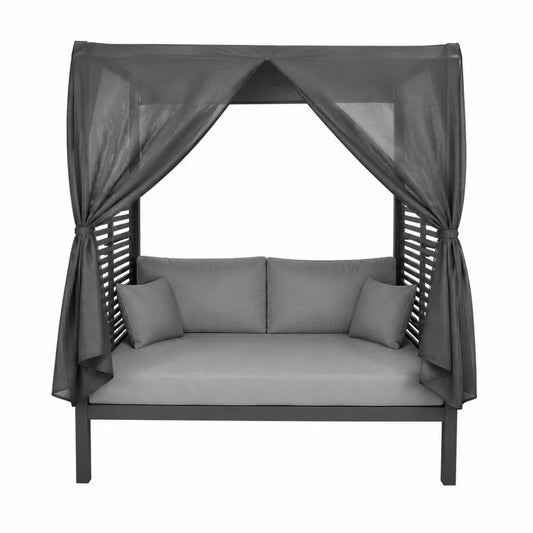 Aluminiowa sofa ogrodowa z baldachimem, antracytowa